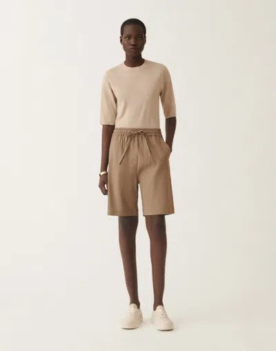 Fabiana Filippi Stretch Viscose And Linen Shorts In Taupe