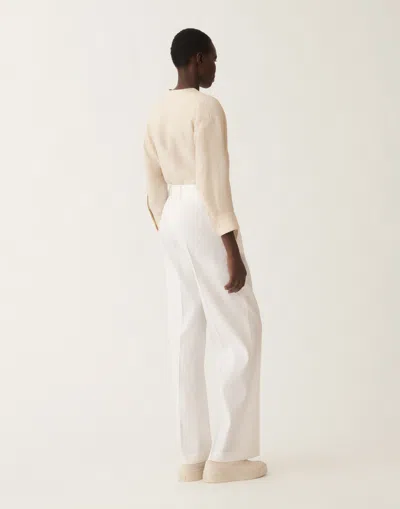 Fabiana Filippi Stretch Viscose And Linen Trousers In Optical White