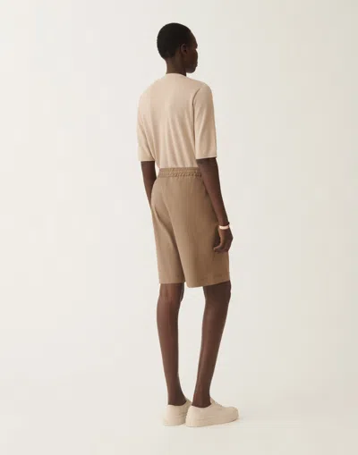 Fabiana Filippi Stretch Viscose And Linen Shorts In Taupe