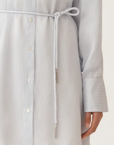 Fabiana Filippi Multi-striped Viscose And Silk Shirt In Sky Blue
