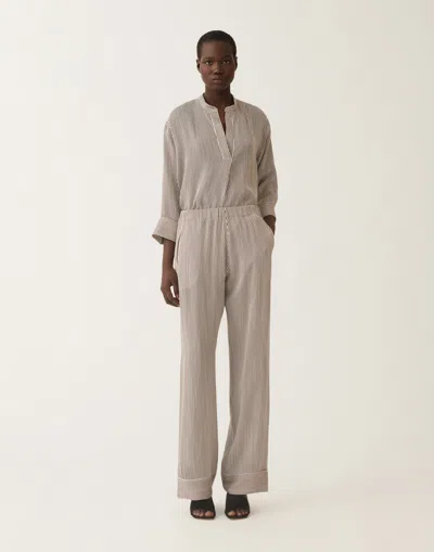 Fabiana Filippi Striped Viscose And Silk Trousers In Gray
