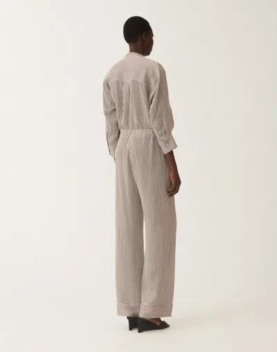 Fabiana Filippi Striped Viscose And Silk Trousers In Gray