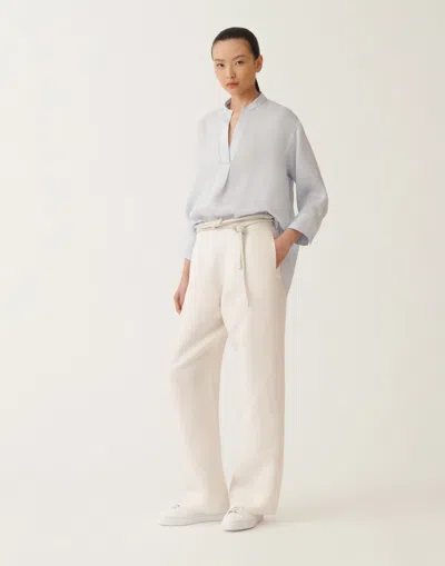 Fabiana Filippi Linen And Viscose Trousers In Butter White
