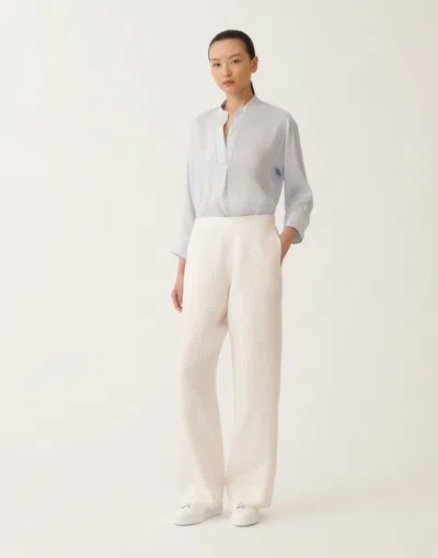 Fabiana Filippi Linen And Viscose Trousers In Butter White