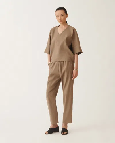 Fabiana Filippi Stretch Viscose And Linen Trousers In Steel