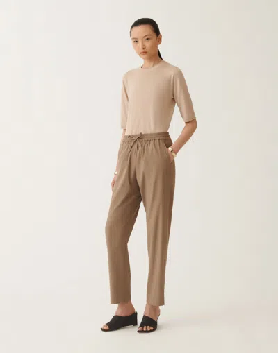 Fabiana Filippi Stretch Viscose And Linen Trousers In Steel