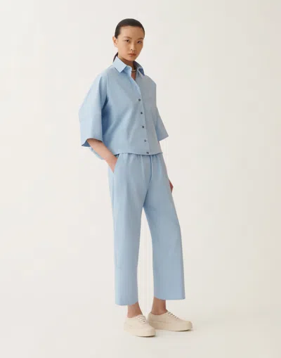 Fabiana Filippi Stretch Poplin Trousers In Sky Blue