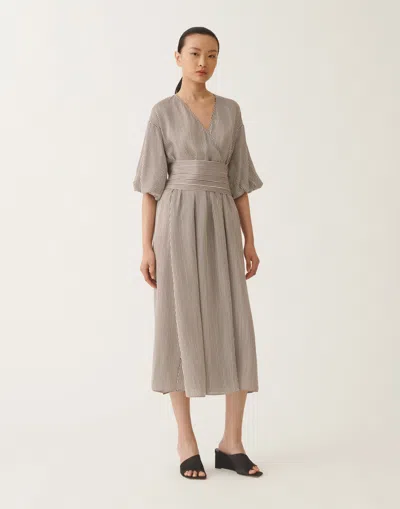 Fabiana Filippi Striped Midi Dress In White/black