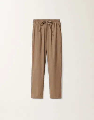 Fabiana Filippi Stretch Viscose And Linen Trousers In Taupe