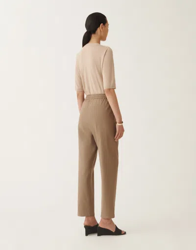 Fabiana Filippi Stretch Viscose And Linen Trousers In Taupe