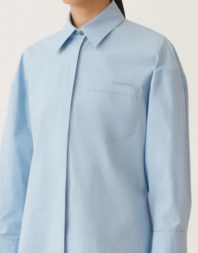 Fabiana Filippi Stretch Poplin Shirt Dress In Sky Blue