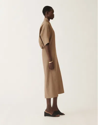 Fabiana Filippi Stretch Viscose And Linen Dress In Taupe