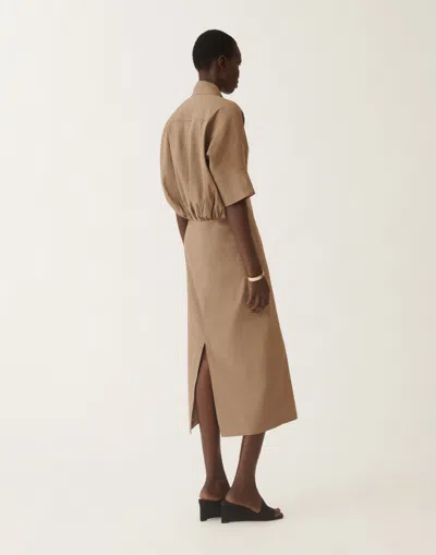 Fabiana Filippi Stretch Viscose And Linen Dress In Taupe