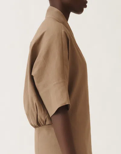 Fabiana Filippi Stretch Viscose And Linen Dress In Taupe