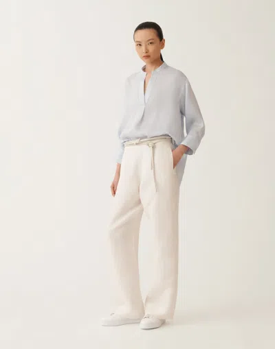 Fabiana Filippi Multi-striped Viscose And Silk Shirt In Sky Blue