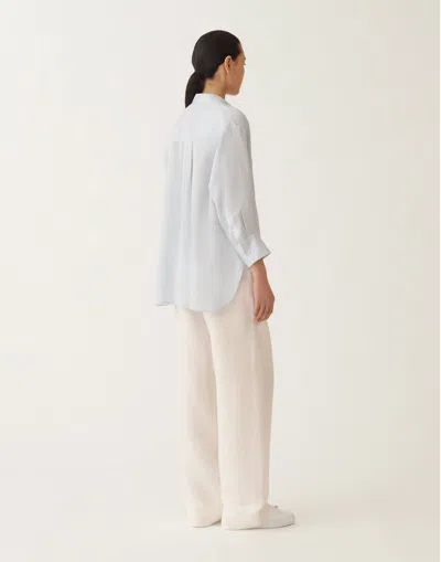 Fabiana Filippi Multi-striped Viscose And Silk Shirt In Sky Blue