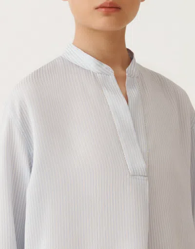 Fabiana Filippi Multi-striped Viscose And Silk Shirt In Sky Blue