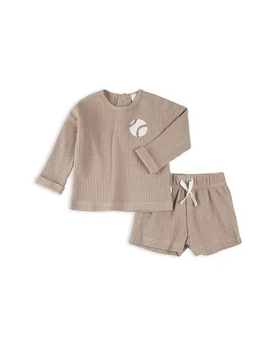 Firsts By Petit Lem Boys' Thermal Top & Shorts Set - Baby In Sand