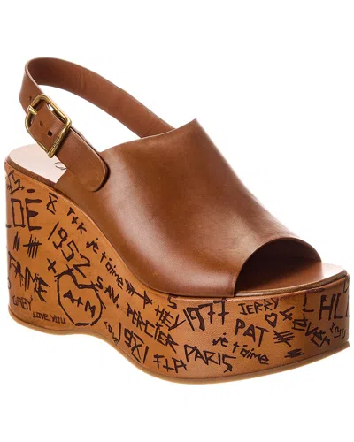 Chloé Womens Chloe Maxime Platform-sole Leather Wedges In Brown