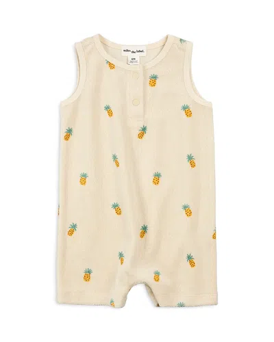 Miles The Label Boys' Pineapple Print Terry Cloth Romper - Baby In Beige