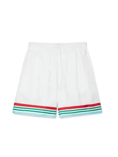 Casablanca Mens Casa Way World Series Relaxed-fit Striped Silk Shorts In White