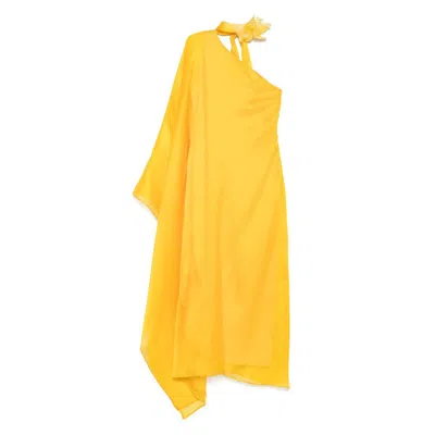 Taller Marmo Betsy Fantasma Silk Cady Kaftan In Yellow