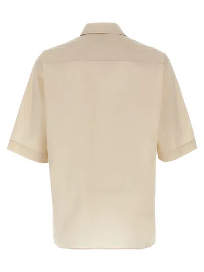 Lemaire Boxy-cropped Short-sleeved Shirt With Dual Chest Pockets In Beige