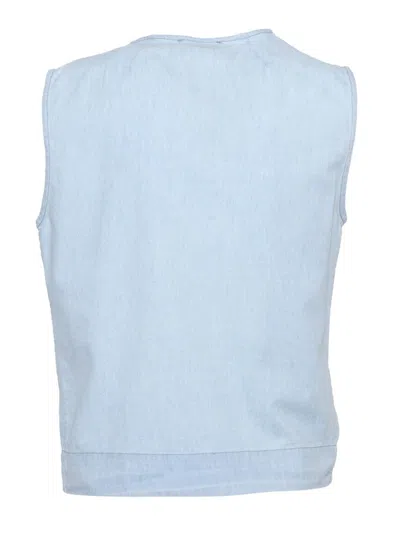 Mazzarelli Barbara Denim Blouse With Ruffles In Blue