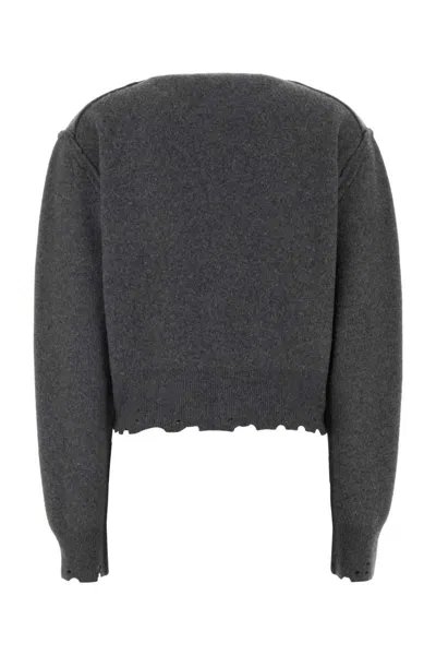 Balenciaga Short Cashmere Blend Cardigan With Frayed Edges In Gray