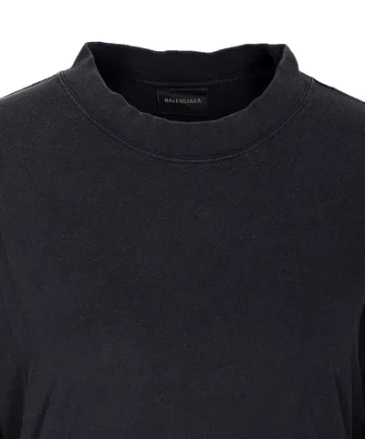 Balenciaga Lace Up Back Bow Detail T-shirt In Black