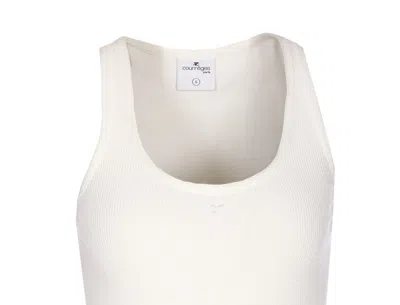 Courrèges Crewneck Meduse Knit Mini Ribbed Scoop Sleeveless In White