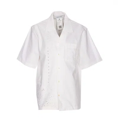 Marine Serre Short Sleeves Collared Neck Regenerated Shirt In White
