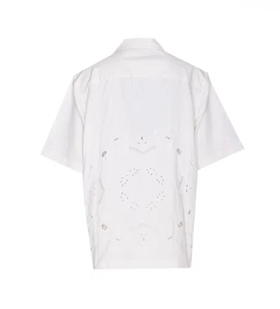 Marine Serre Short Sleeves Collared Neck Regenerated Shirt In White