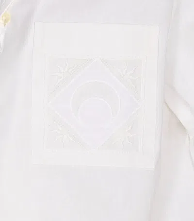Marine Serre Short Sleeves Collared Neck Regenerated Shirt In White