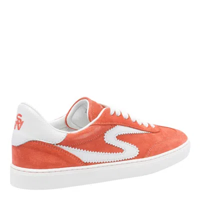 Stuart Weitzman Low Top Sneakers Contrast Stitching In Orange