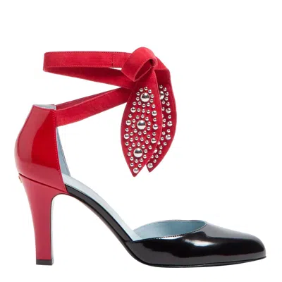 Valentino Garavani Foliefoliage Sandal With Color-block Design And Beaded Accents In Black