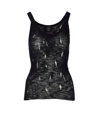 Pinko Débardeur Côtelé Léger Déchiré In Black