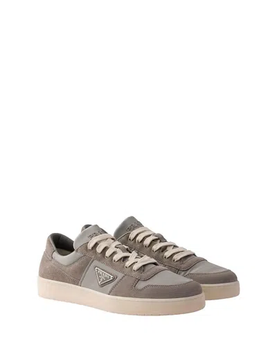 Prada Downtown Sneaker Aus Re-nylon Und Wildleder In Steel Gray
