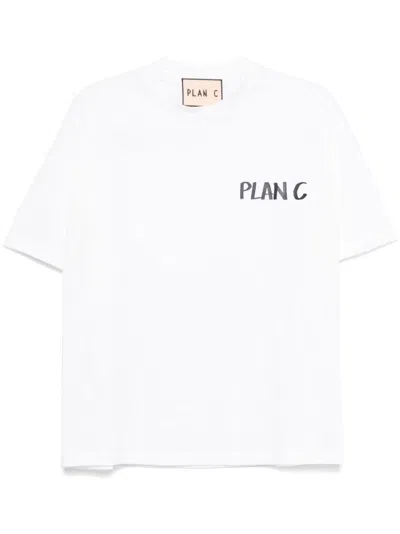 Plan C Nella Vasca-print T-shirt In White