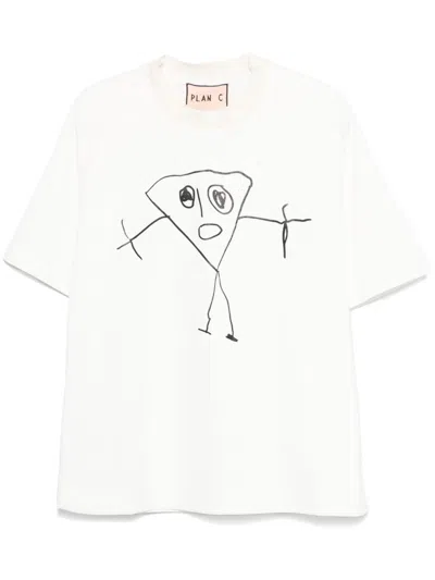 Plan C Bianca-print T-shirt In White