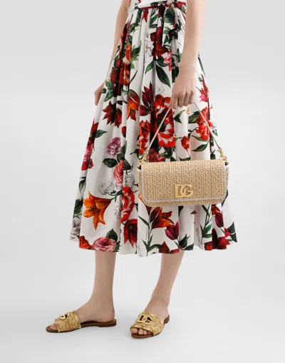 Dolce & Gabbana Rafia Crochet Shoulder Bag In Multicolor