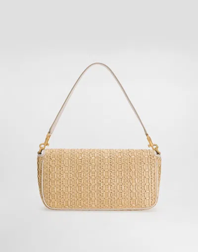 Dolce & Gabbana Rafia Crochet Shoulder Bag In Multicolor