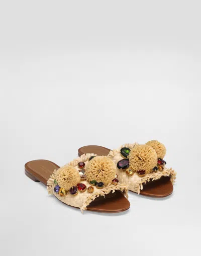 Dolce & Gabbana Braided Slipper With Fringes In Multicolor