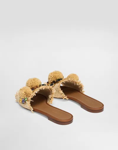 Dolce & Gabbana Braided Slipper With Fringes In Multicolor