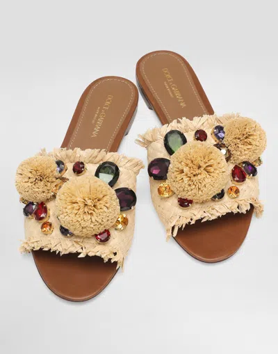 Dolce & Gabbana Braided Slipper With Fringes In Multicolor