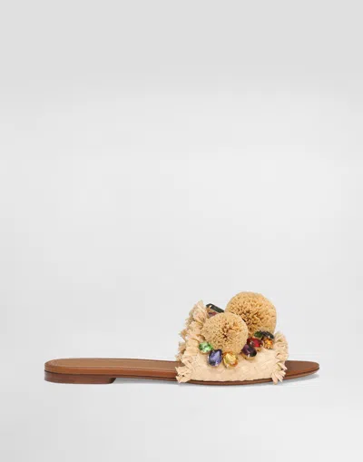 Dolce & Gabbana Braided Slipper With Fringes In Multicolor