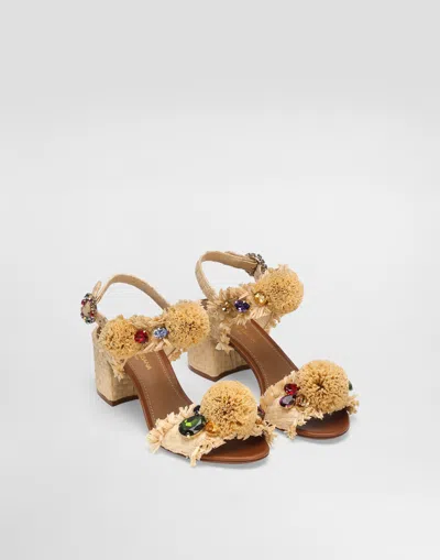 Dolce & Gabbana Embroidered Sandal With Fringes In Multicolor