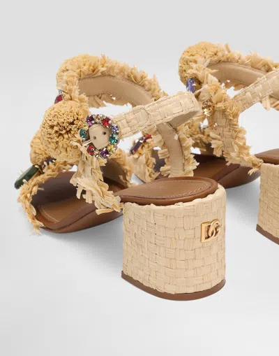 Dolce & Gabbana Embroidered Sandal With Fringes In Multicolor