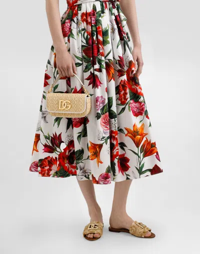 Dolce & Gabbana Rafia Crochet Shoulder Bag In Multicolor