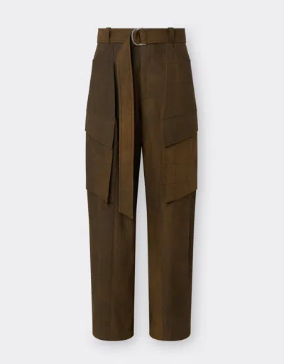 Ferrari Cargo Trousers In Dyed Cotton Twill In Tabacco
